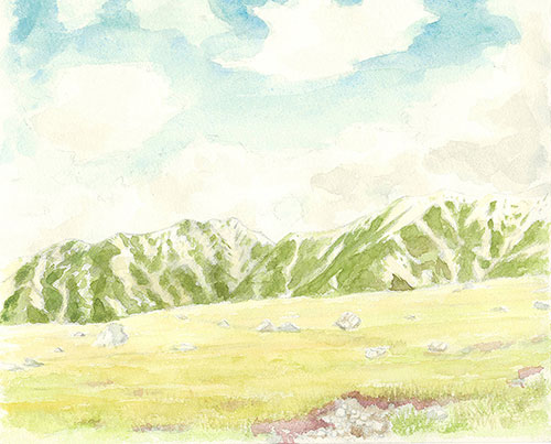 山の風景の見本画