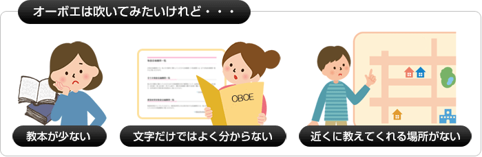 オーボエは吹いてみたいけれど・・・教本が少ない、文字だけではよく分からない、近くに教えてくれる場所がない