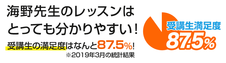 海野先生のレッスン。受講生の満足度は87.5％