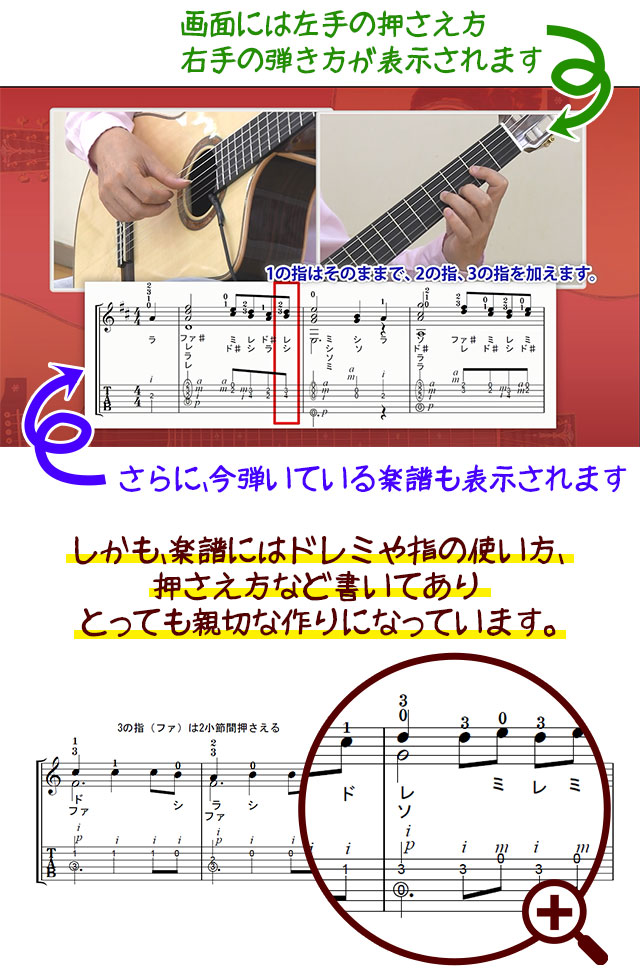 しかも、楽譜にはドレミや指の使い方、押さえ方など書いてありとっても親切な作りになっています。